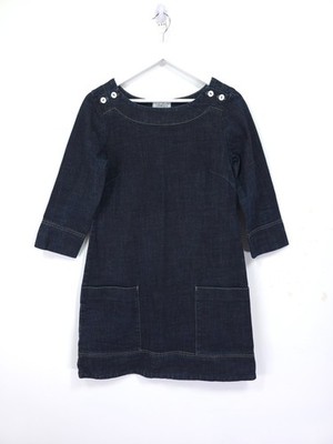 Toast Dress Size 10 Navy Blue  Denim Tunic Arty Utility Workwear Chore Smock