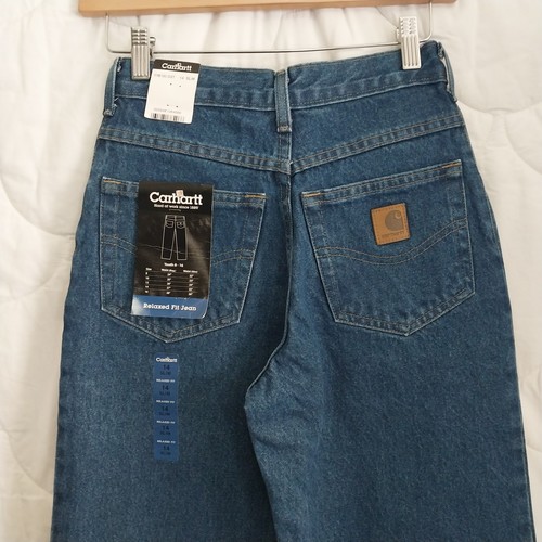 Carhartt Youth size 14 Slim Relaxed Fit Med Wash 25x29 Blue Jeans NWT - Picture 7 of 13