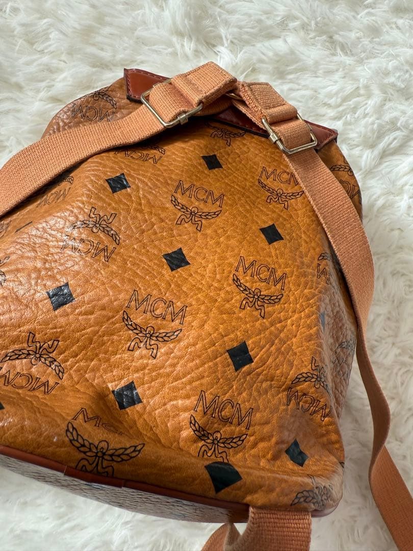 MCM Brown Logo Mini Drawstring Backpack, Slight W… - image 9