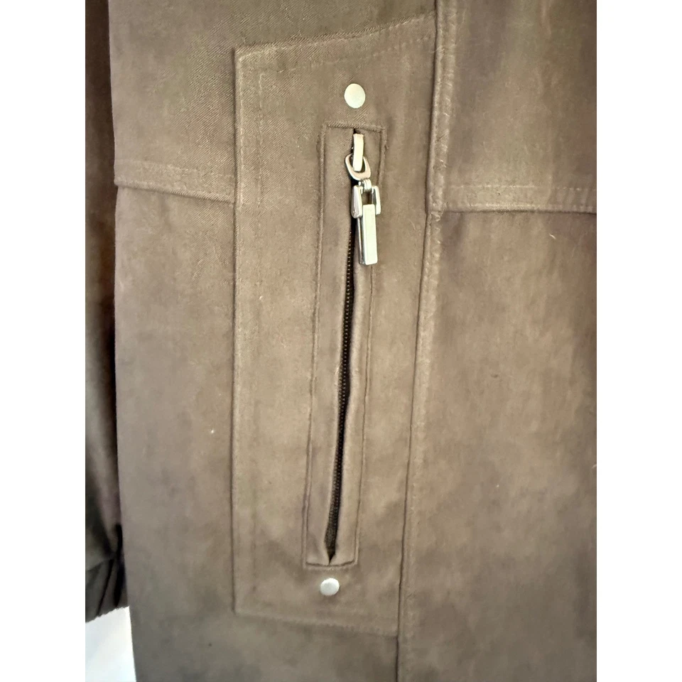 Fleet Street LTD Mujer XL Marrón Oliva Imitación Gamuza Chaqueta Abrigo Cremallera Completa A Presión Foto 2 de 4