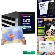 Hygloss Blank Books Bulk 50 Pack 5.5" x 8.5" A5 Black Paperback