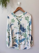 Show Me Your MuMu White Blue Floral Lace-Up Tunic