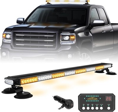 XRIDONSEN 37'' 104 LED Roof Top Strobe Light Bar Amber White Amber/White 