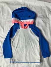 Cat Jack Shark Rash Guard Hoodie Size 18M Blue White Swim Shirt