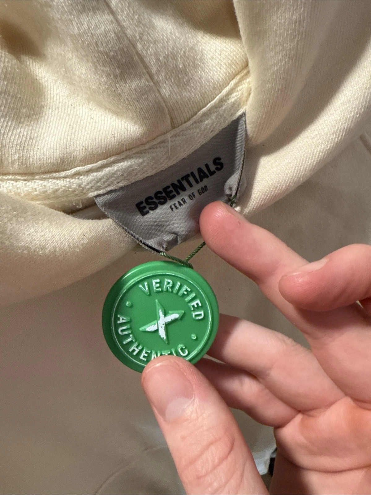 Felpa con cappuccio pull over Fear Of God Essentials Fear Of God Essentials (Ss21) crema grande