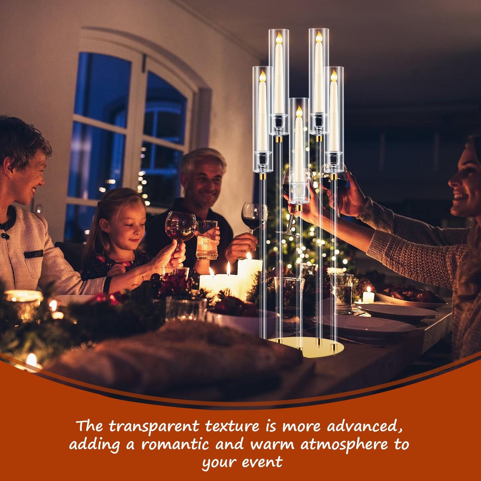 8pcs Acrylic Candelabra Set 42" Tall with Lampshades for Wedding Party Decor--