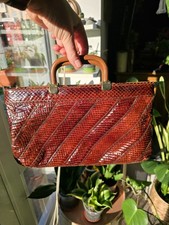 Vintage Jane Shilton Genuine Snakeskin Handbag Brown | Made in England | 1980s