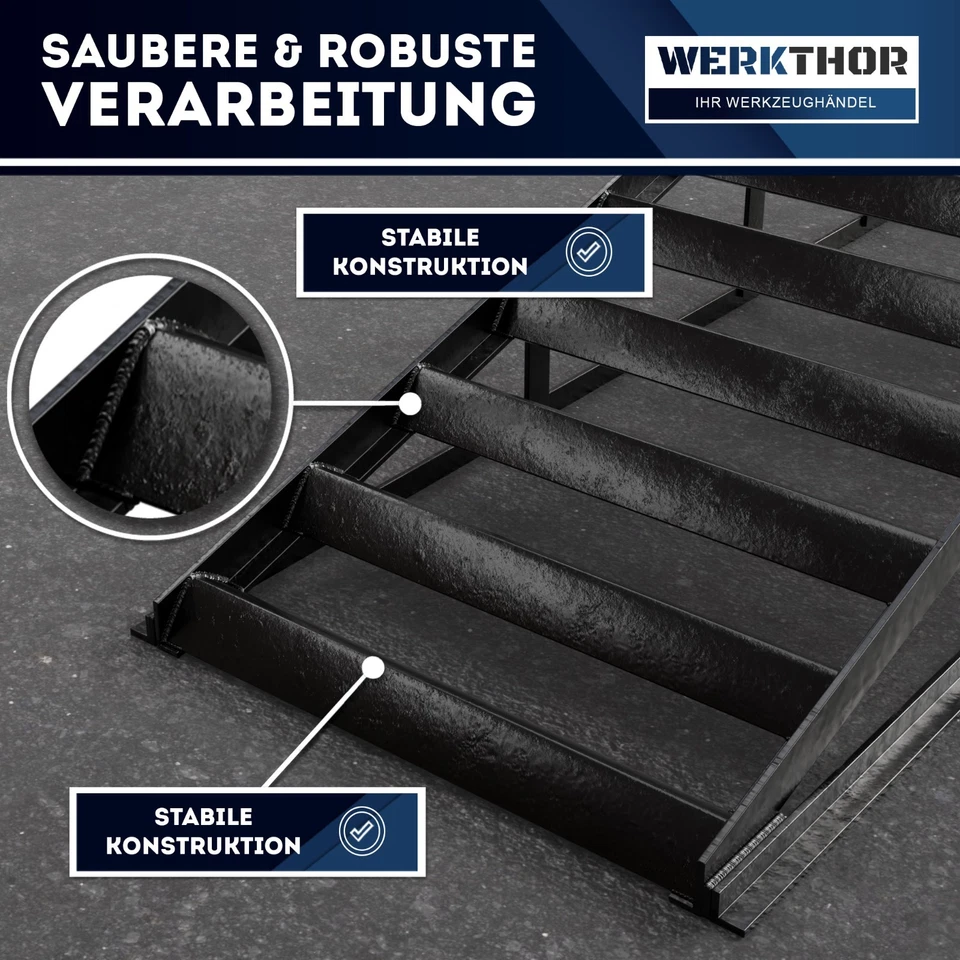 WERKTHOR PKW Auffahrrampen 2er Set Metall – Schwerlast Auto Rampe  3t – Rutschfe - Bild 4 von 4