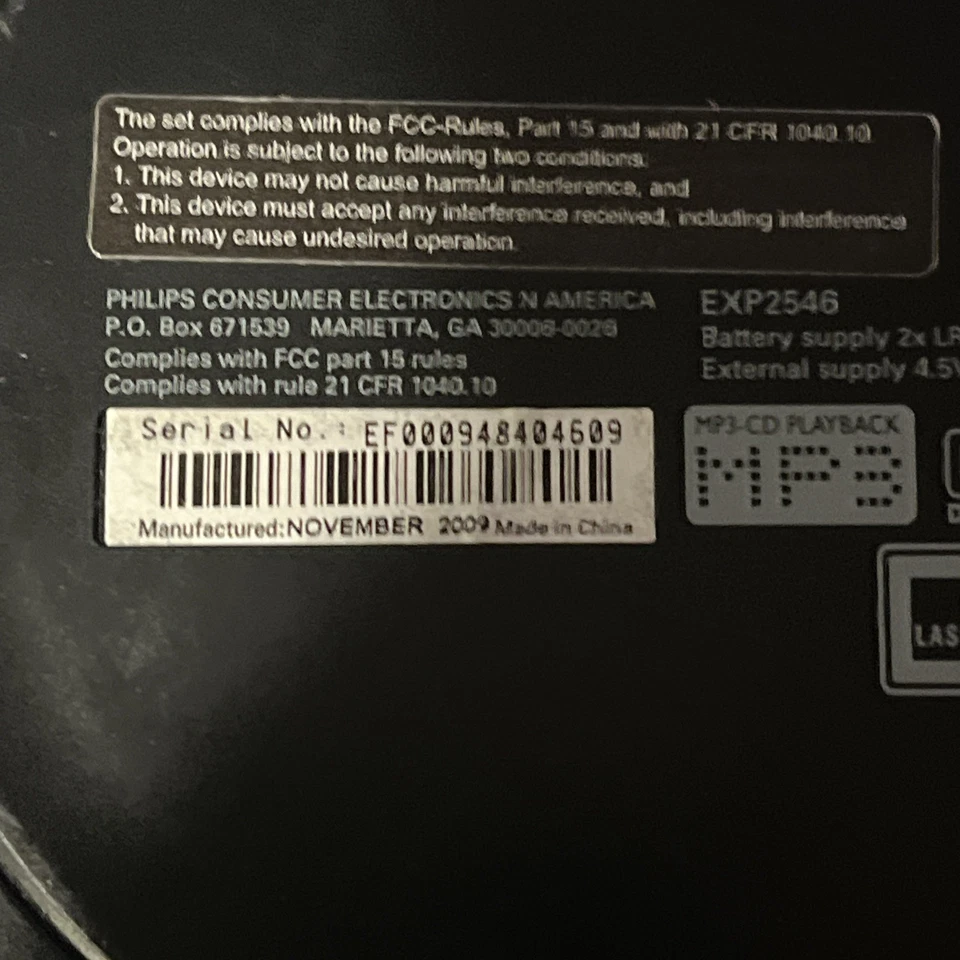 CD player portátil Philips MP3-cd player para peças/não funciona - Imagem 4 de 4