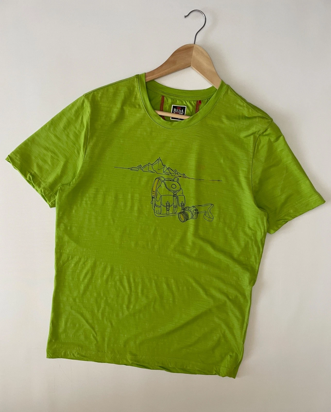 Reda Rewoolution Men's T-Shirt 100% Merino Wool Hiking Graphic 140gsm Size L