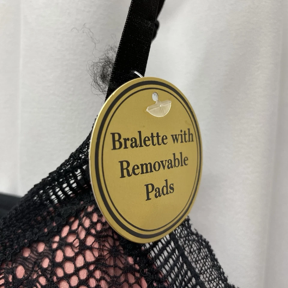 Bralette Rampage talla grande A, B, C encaje negro rosa caprichoso nuevo con etiquetas Foto 3 de 4