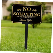 Large No Soliciting Sign with Stake,14 x 10 Inch 40-mil Thick A-1519