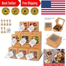 Durable 60-Pack Brown Bakery Gift Boxes with Window - Ideal for Treats  Gifts