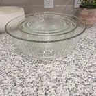 Set of 4 Pyrex Clear Mixing Bowls Ribbed Nesting