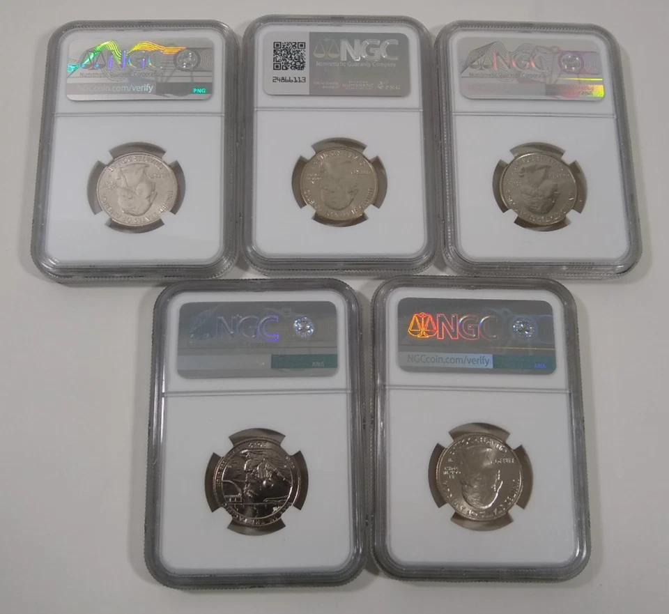 2019 W Lowell Memorial War San Antonio River 5 Coin Set Quarter 25c NGC MS 66 - Image 3 of 4