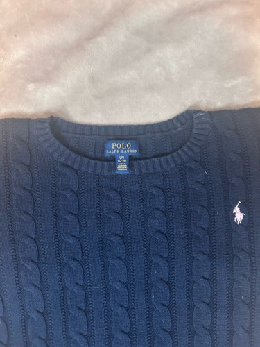 Polo Ralph Lauren Navy Blue Cable Knit Cotton Sweater. Kids Size 14. Preppy - Picture 7 of 11