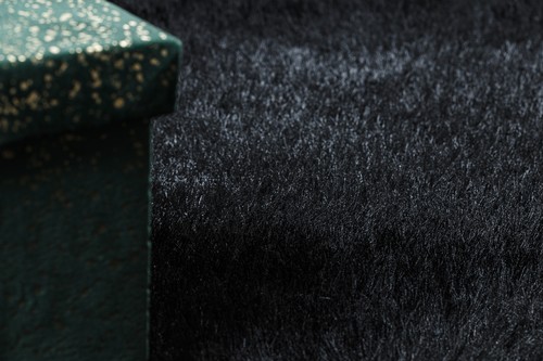 Exclusive modern shaggy soft rug BUENOS plain, single colour BLACK best quality - Picture 6 of 10
