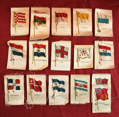 cigarette silk flags Set of 17 Tobacco Silk Flags c. 1912
