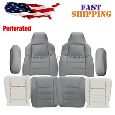 For 2002-2007 Ford F250 F350 Lariat Front Perforated Leather Cover / Cushion Pad