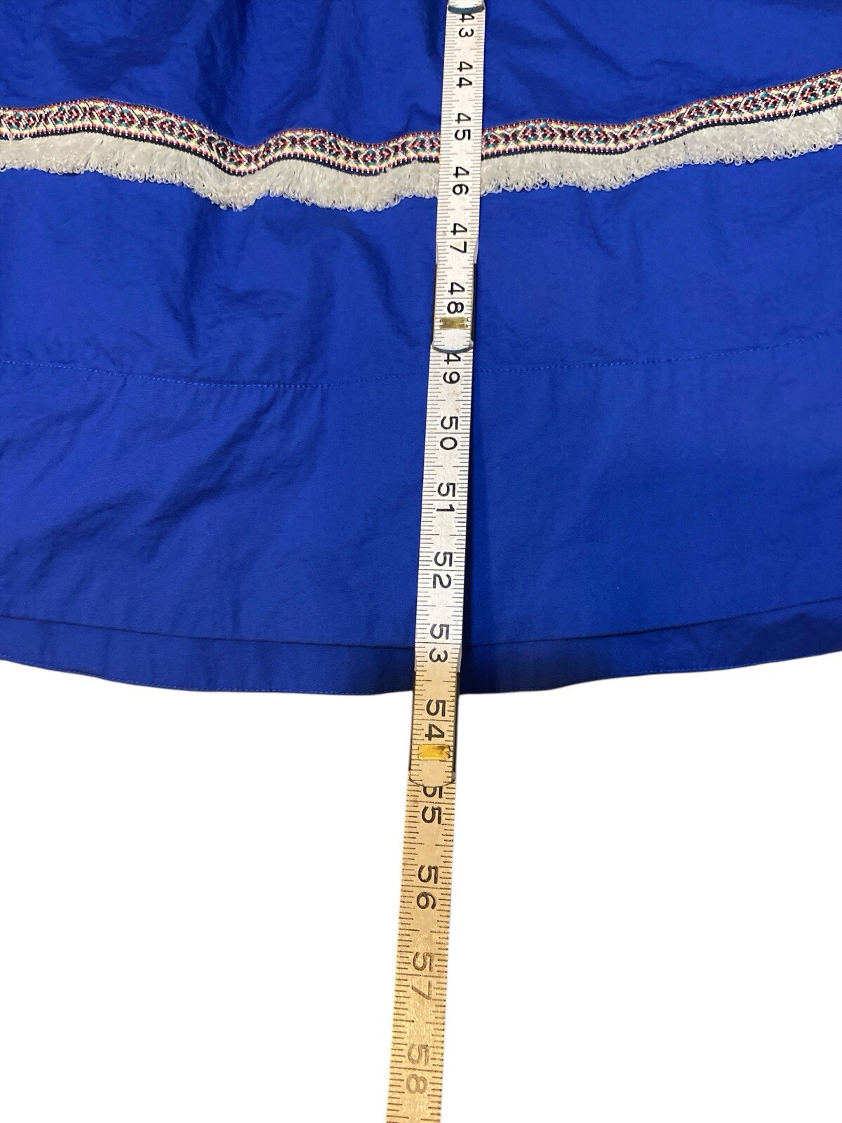 eSHAKTI Women's Blue Fit N Flare Midi Dress Sash Waist Custom Size L 12 Pockets