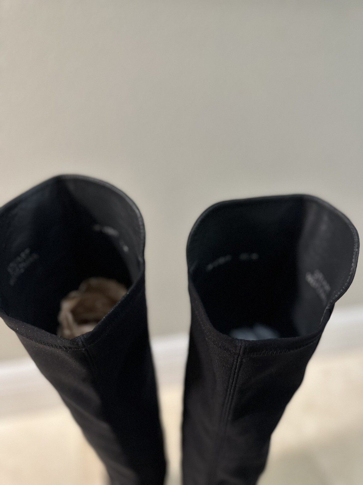 Stuart Weitzman Black Suede & Microstretch  Over The Knee Boots 8.5 Block Heel