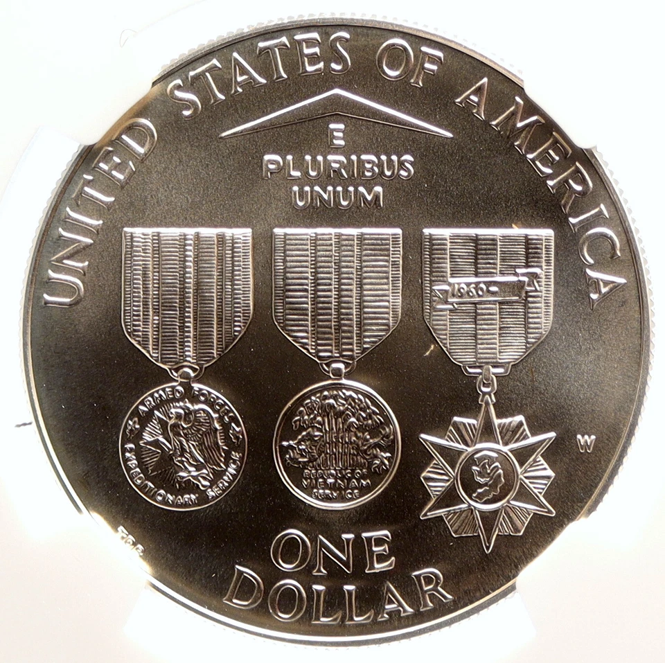 1994 P United States VIETNAM VETERANS MEMORIAL Silver Dollar Coin NGGC i95606 - Image 2 of 4
