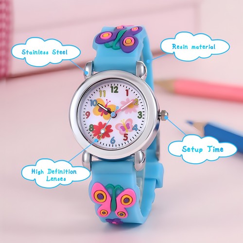 Kids Watch Jewelry Set Girls Cartoon Watch with Jewellery Box Necklace Bracelet - Picture 3 of 5