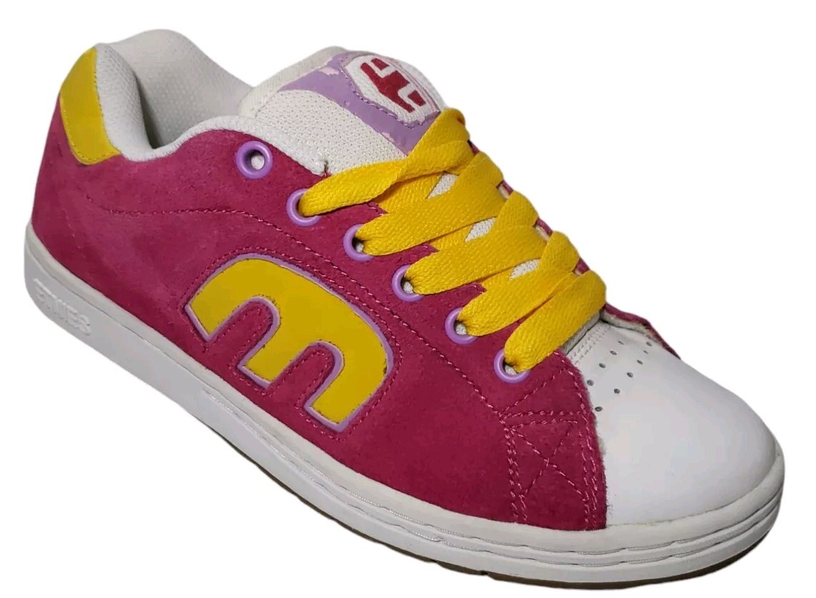 VTG Etnies Callicut Y2K Puffy Thick White Pnk Leather Skater Sneakers  Womens