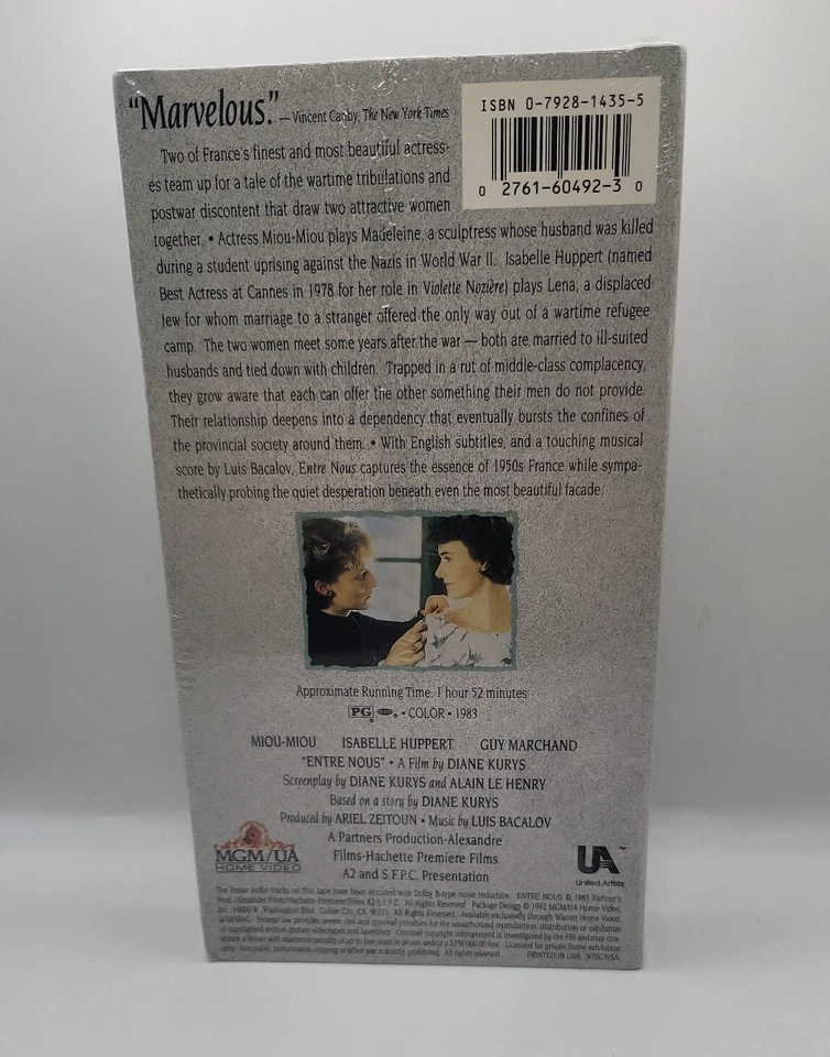 Entre Nous (VHS) Isabelle Huppert NEW/SEALED - Image 2 of 3