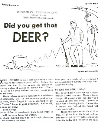 Did You Get That Deer Post Kill Instruction Hunting Circular 1957