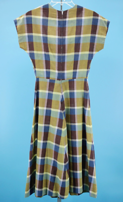 blue and yellow plaid dress Eka Wool Raven Dress in Yellow Check