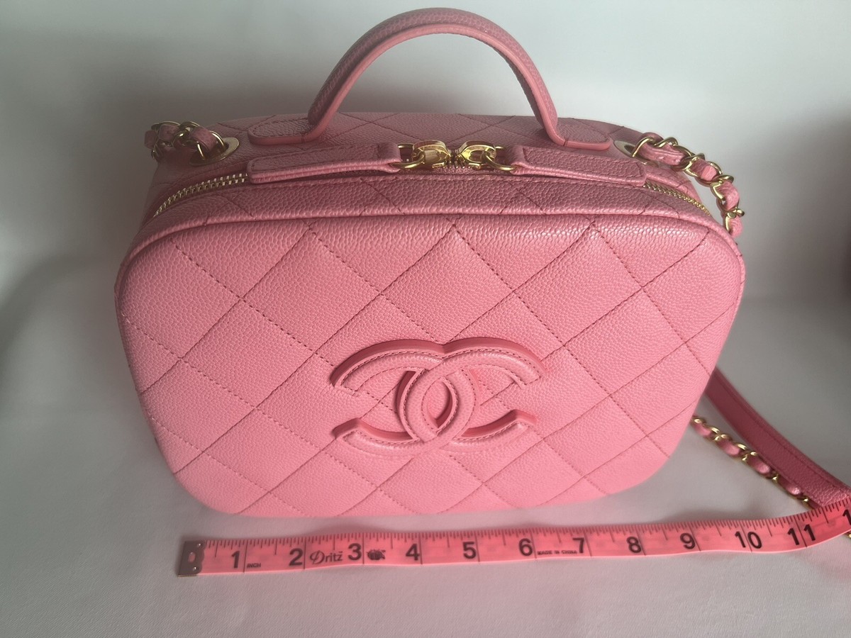 Auth. CHANEL Timeless CC Medium Caviar Vanity Case Rose Pink Auth. CHANEL Timeless CC Medium Caviar Vanity Case Rose Pink