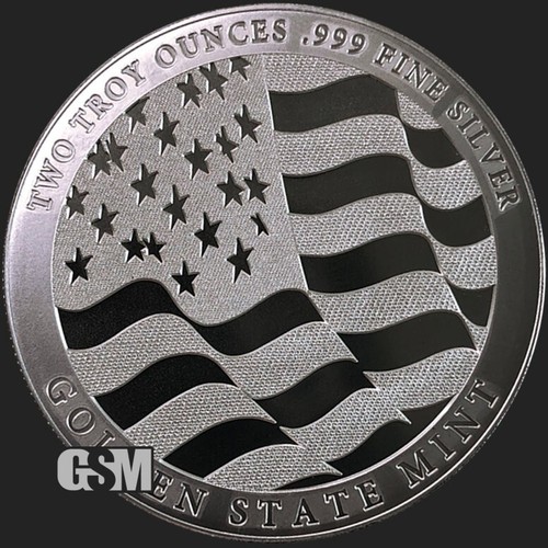 2 oz GSM Double Eagle Flag of Strength Freedom Pride .999 FINE silver BU USA - Picture 3 of 3