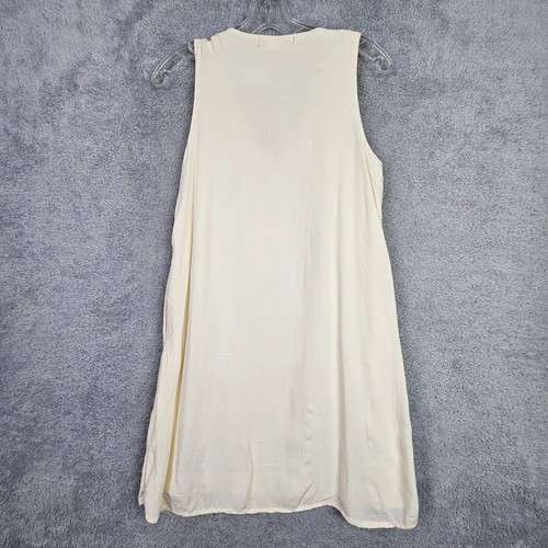 Vestido Boho Mujer S M Beige Bordado Floral México Puebla Sin Mangas Rayón - Imagen 19 de 24