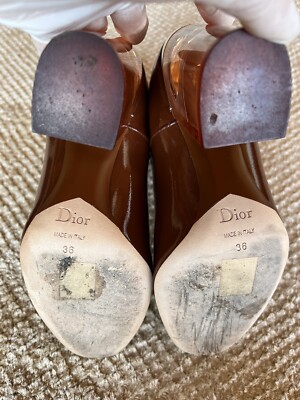 Christian Diorブラウン レザー ロングブーツ 36 DIOR Patent Leather Cognac Crystal Boots IT 36 | eBay