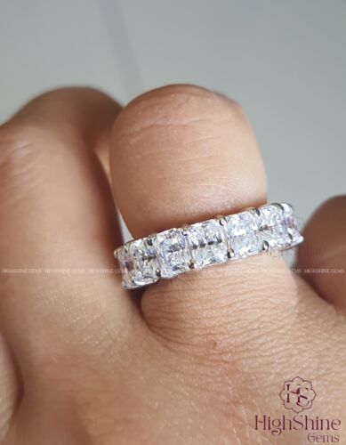 5 Ct Radiant Cut Full Eternity Moissanite Matching Wedding Band 14K White Gold - Picture 6 of 10