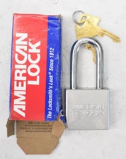 American Lock Keyed Padlock Keyed Different Long Shackle Round Steel Body