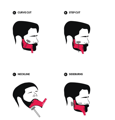 Bart Schablone Rasur Rasier Bartpflege Rasierer Barber Kamm Herren Männer Hals - Bild 4 von 4