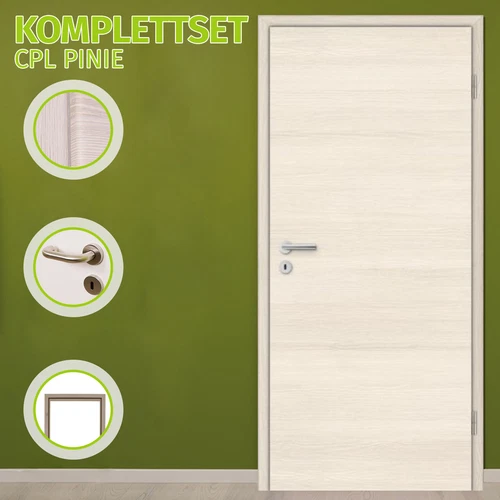 HORI Zimmertür Komplettset Innentür inkl. Zarge + Türgriff - Pinie CPL
