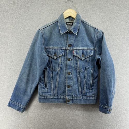 Reformation x Levi's Jacket Womens XS Denim Faded Trucker Embroidered Vintage - Picture 1 of 18