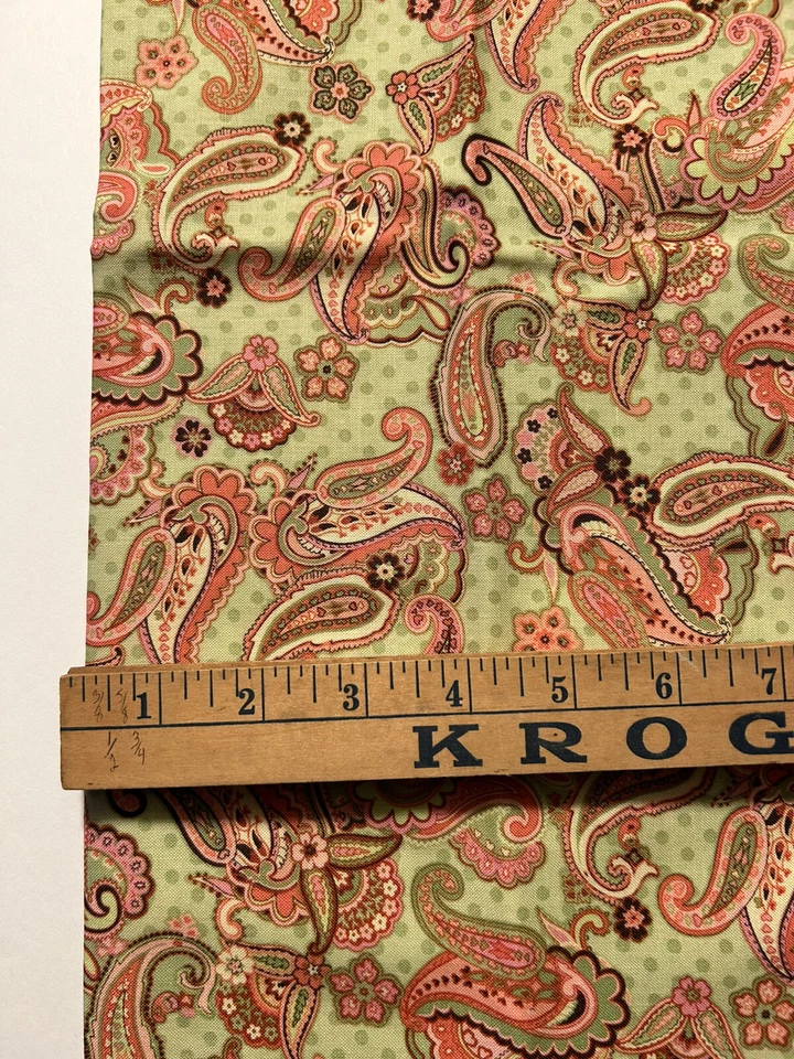 Tela Brother Sister Design Studio 1 yarda cachemir 4 verde menta y rosa Foto 3 de 3