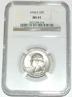 1948 S Silver Washington Quarter NGC Certified MS 65 Free Shipping