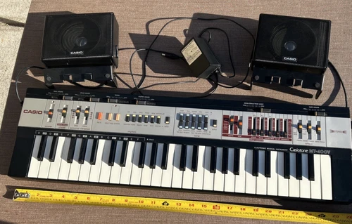 Vintage Casio Casiotone MT-400V Keyboard & Speakers TESTED Needs Work READ