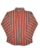Vintage Liz Claiborne Shirt Womens 8 Red Striped Button Up Mandarin Blouse