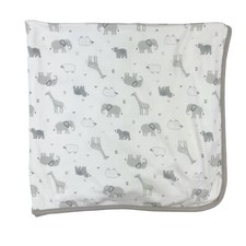 Carters Just One You Baby Blanket Gray Elephant Sheep Giraffe Bear Terry Back