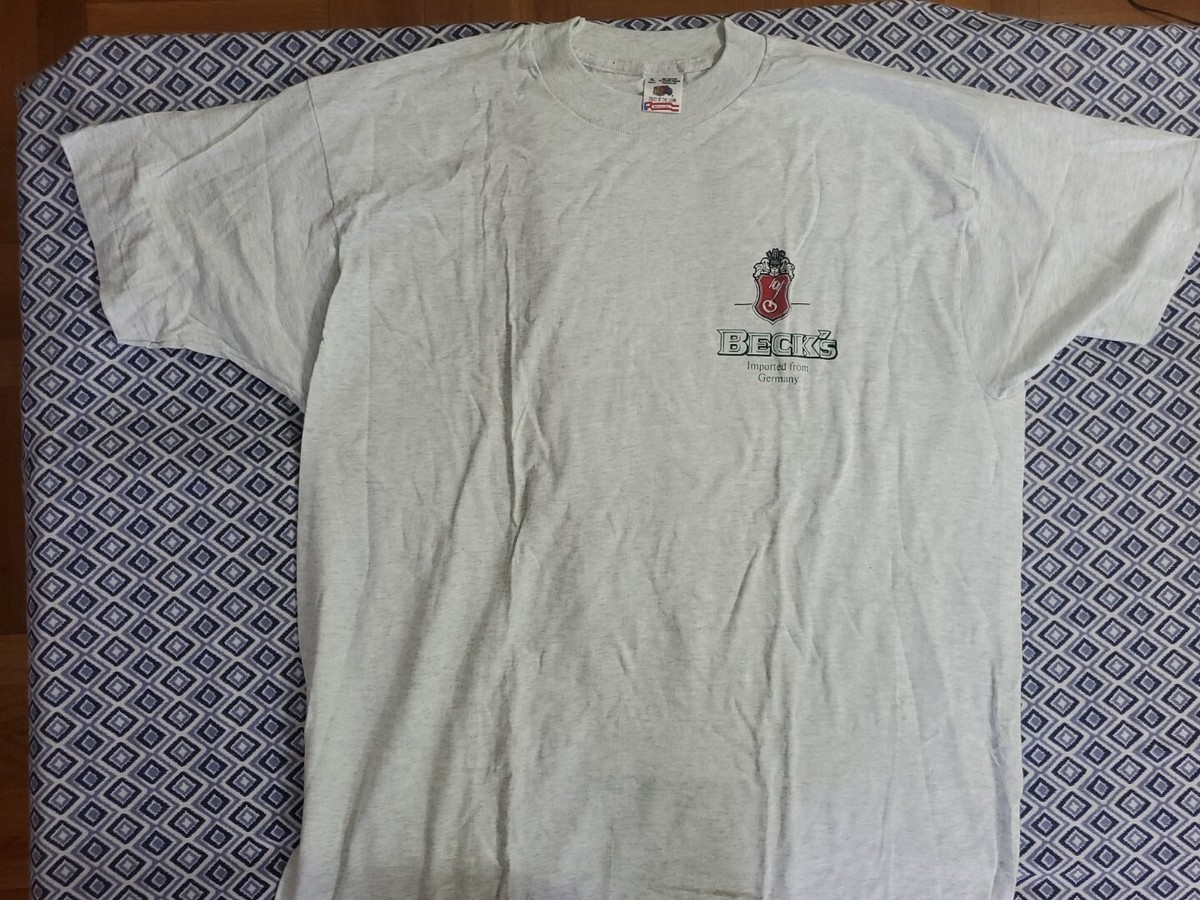 90s BECK Tシャツ vintage　シングルステッチ NOS 1990's Vintage Beck's T-Shirt Size XL, Gray New Single