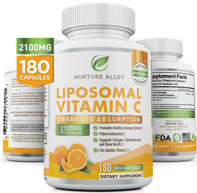 #ad Nurture Alley Natural Organic Vegan Liposomal Vitamin C 2100mg High Absorption $21.99