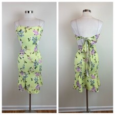PrettyLittleThing Lime Green Purple Floral Dress Women Size 4 Party Summer