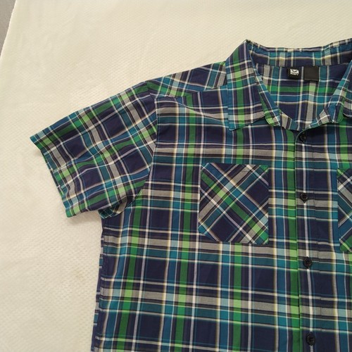 Rusty Mens Button Down Shirt Size 2X Large Blue Green Plaid Long Sleeve Pocket - Picture 5 of 14