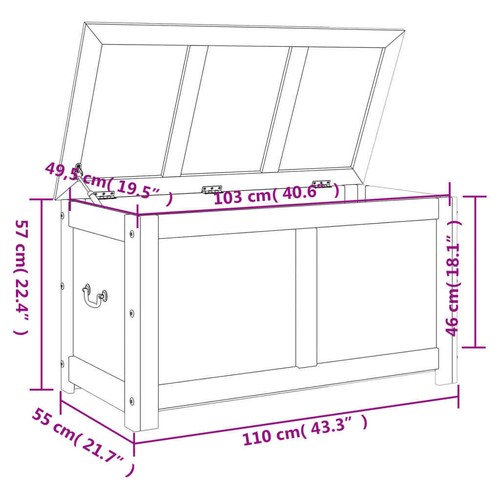 vidaXL Storage Chest with Lid Brown and White Solid Wood Acacia HEE - Picture 9 of 9